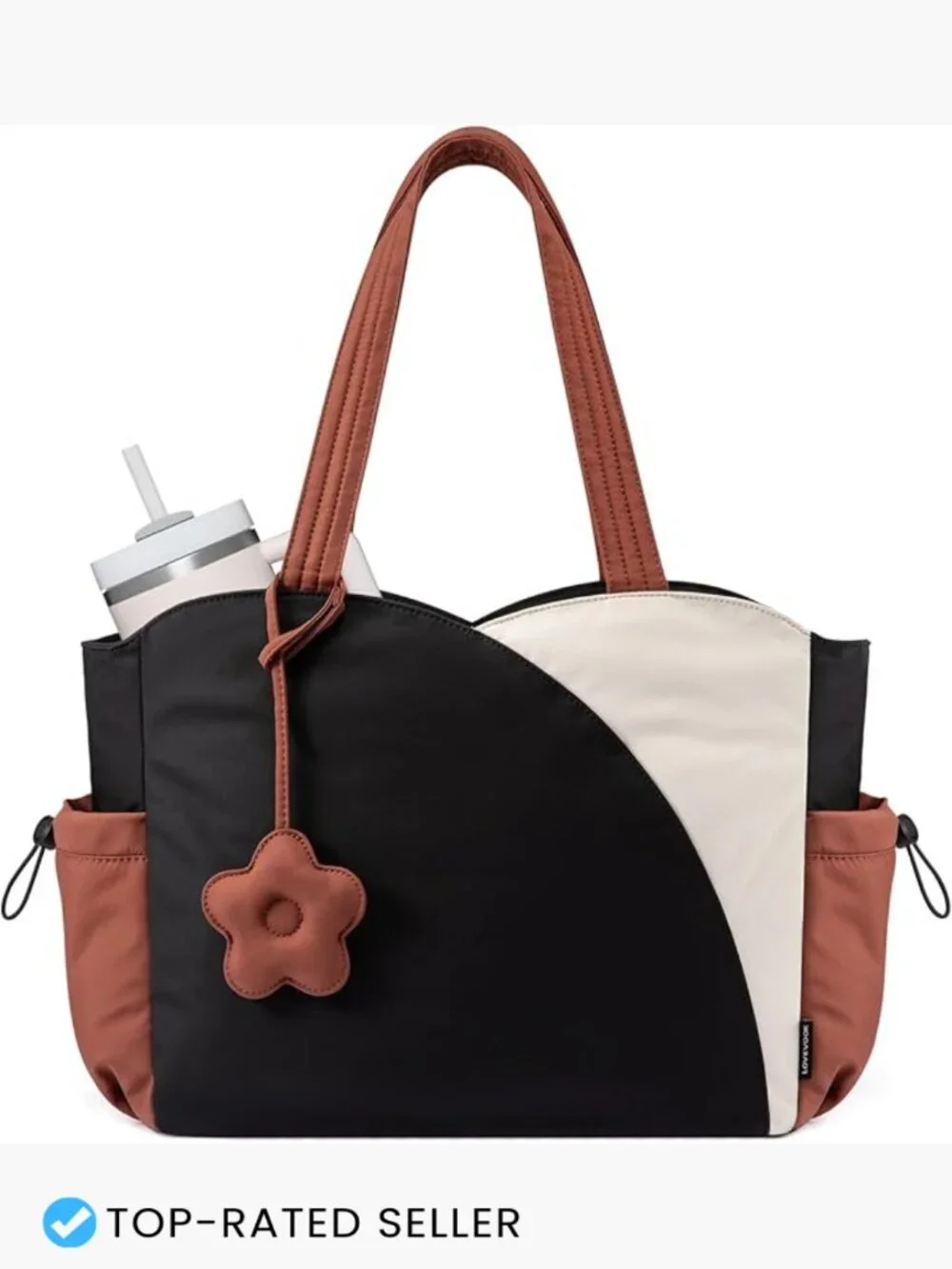 Puffer Tote Bag with Zipper for Work Travel College Laptop 15.6 Inch 11 Pockets
